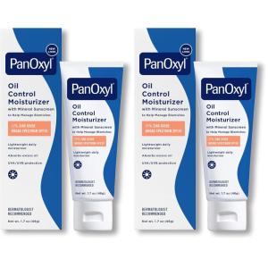 imagePanOxyl AM Oil Control Moisturizer NEW Sheer Formula Absorbs Excess Oil and Reduces Shine with Mineral Sunscreen for Acne Prone and Oily And All Skin Tones  17 oz17 Fl Oz Pack of 2