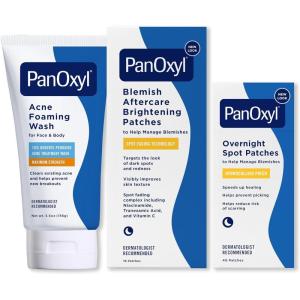 imagePanOxyl Pimple Patch Bundle  Acne Foaming Wash Benzoyl Peroxide 10 PM Overnight Spot Patches ampamp Blemish Brightening Patches