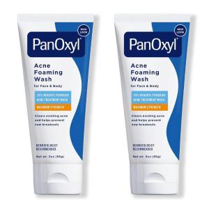imagePanOxyl Acne Foaming Wash Benzoyl Peroxide 10 Maximum Strength Antimicrobial 3 Oz Pack of 2Clear